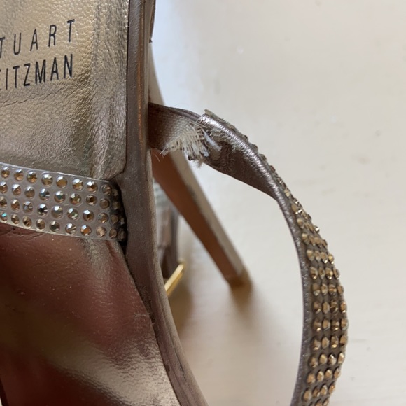 Metallic Gold Rhinestone Stiletto Sandals Heels - Picture 6 of 8